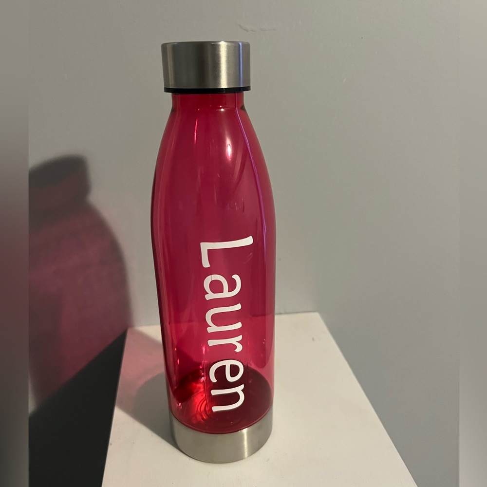 Lauren water bottle - new - pink color plastic